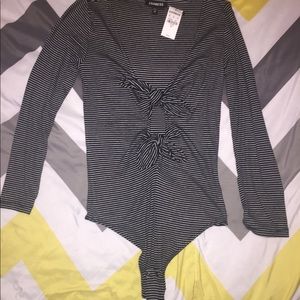 NWT Express Black/White Striped Bodysuit, XS